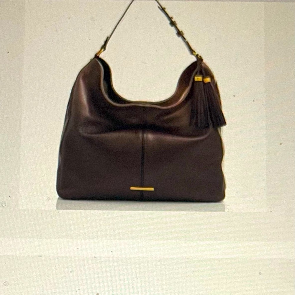Beautiful Chocolate Brown leather Brahmin bag and wallet.